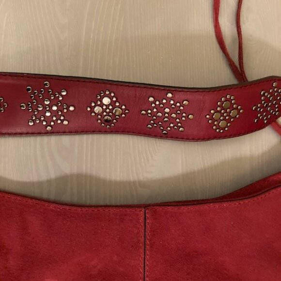 Rebecca Minkoff red suede and leather hobo bag with embellished strap - Picture 4 of 4